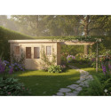 Habrita Abris de jardin en bois Marron Bois massif 28.5m²
