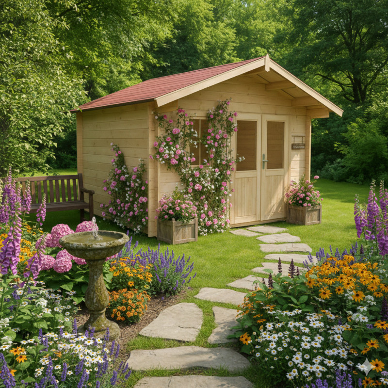 Habrita Abris de jardin en bois Marron Bois massif 10.5m²