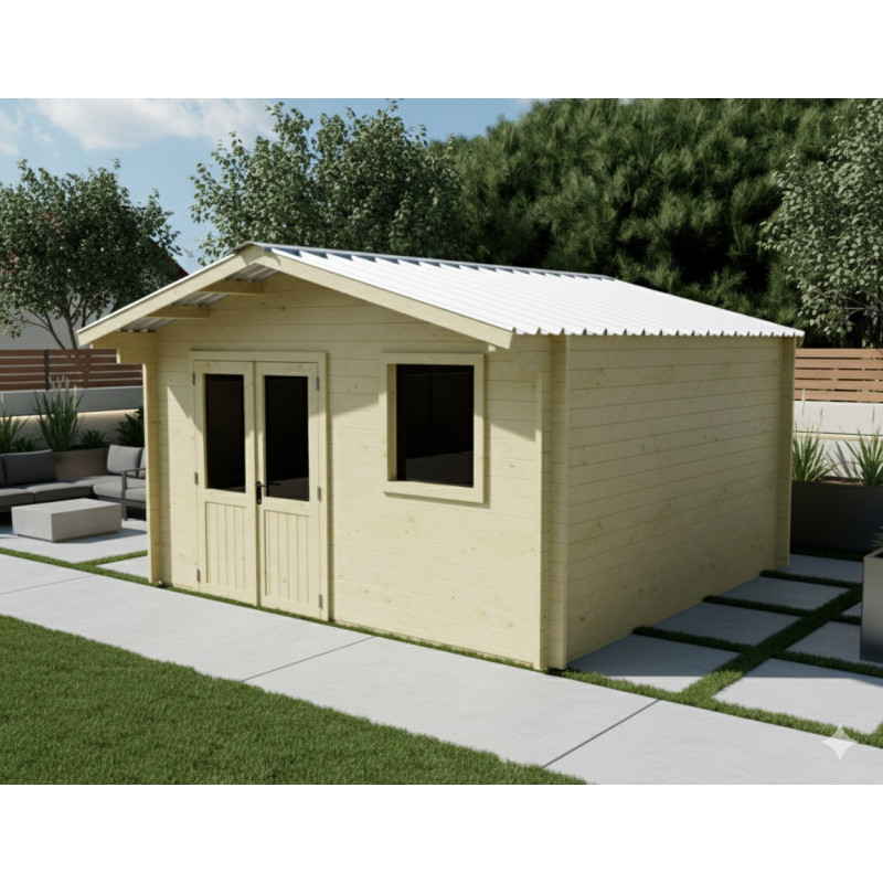 Habrita Abris de jardin en bois Marron Bois massif 14.44m²