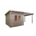 Habrita Abris de jardin en bois Marron Bois massif 18m²