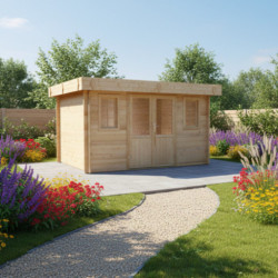 Habrita Abris de jardin en bois Marron Bois massif 9m²