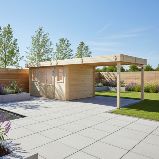 Habrita Abris de jardin en bois Marron Bois massif 21.4m²