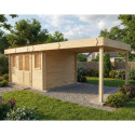Habrita Abris de jardin en bois Marron Bois massif 21.4m²