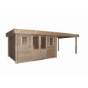 Habrita Abris de jardin en bois Marron Bois massif 28.5m²