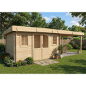 Habrita Abris de jardin en bois Marron Bois massif 28.5m²