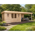 Habrita Abris de jardin en bois Marron Bois massif 28.5m²