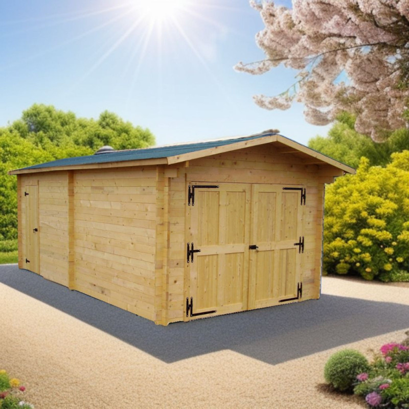 Habrita Garage bois Marron Bois massif 21.70m²