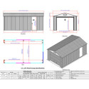 Garage en métal anthracite 19,95m² grande hauteur H.2,60m DURAMAX
