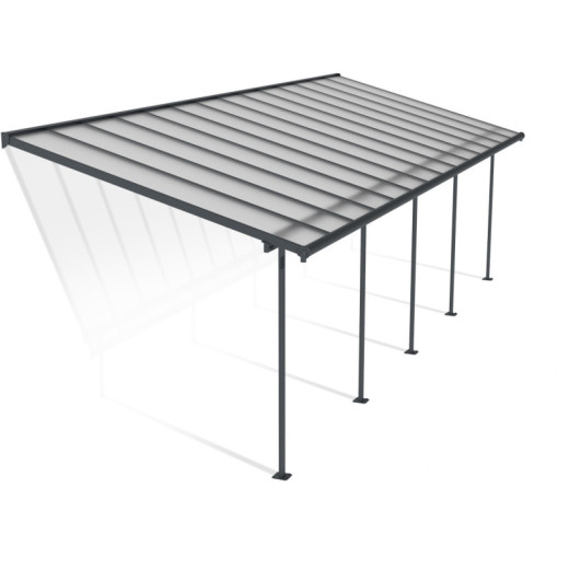 Toit de terrasse 295x971cm en aluminium gris et polycarbonate 6mm SIERRA - Canopia by Palram