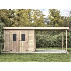 Habrita Abris de jardin en bois Marron Bois massif 18.8m²
