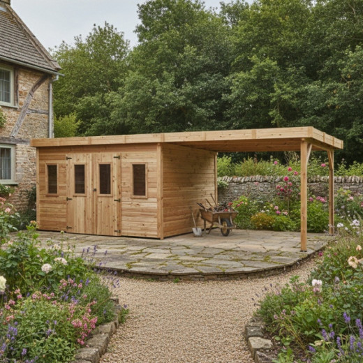 Habrita Abris de jardin en bois Marron Bois massif 21.8m²
