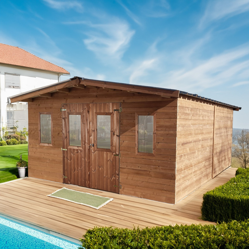 Habrita Abris de jardin en bois Marron Bois massif 18.24m²