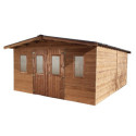 Habrita Abris de jardin en bois Marron Bois massif 18.24m²