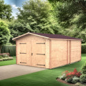 Habrita Garage bois Marron Bois massif 18.90m²