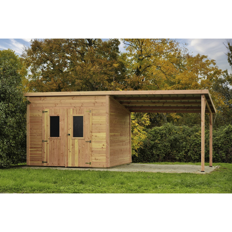 Habrita Abris de jardin en bois Marron Bois massif 18.1m²