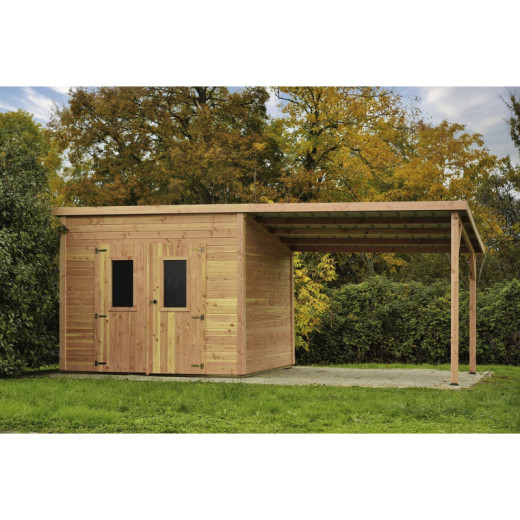 Habrita Abris de jardin en bois Marron Bois massif 18.1m²