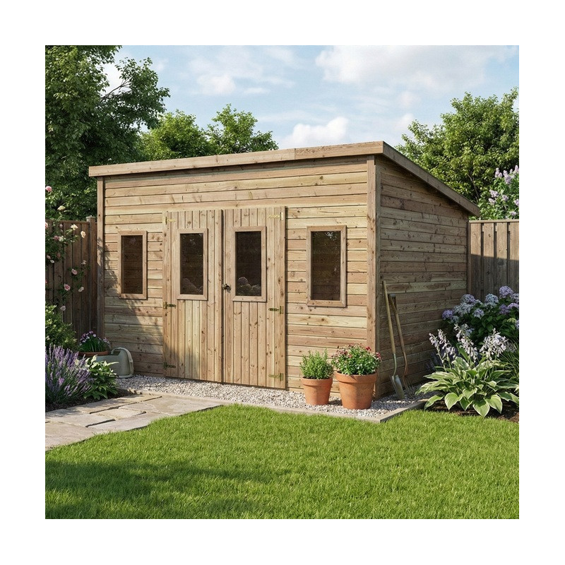 Habrita Abris de jardin en bois Marron Bois massif 10.64m²