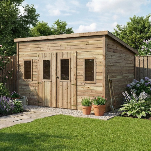 Habrita Abris de jardin en bois Marron Bois massif 10.64m²