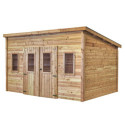 Habrita Abris de jardin en bois Marron Bois massif 10.64m²