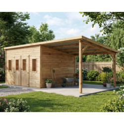 Habrita Abris de jardin en bois Marron Bois massif 21m²