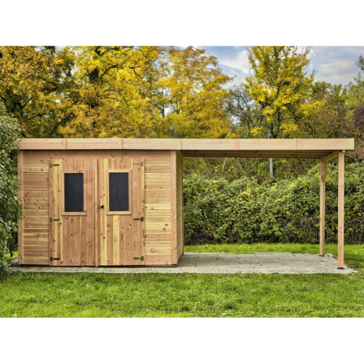 Habrita Abris de jardin en bois Marron Bois massif 18.5m²