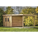 Habrita Abris de jardin en bois Marron Bois massif 18.5m²