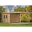 Habrita Abris de jardin en bois Marron Bois massif 18.5m²