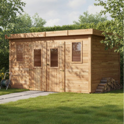 Habrita Abris de jardin en bois Marron Bois massif 10.64m²