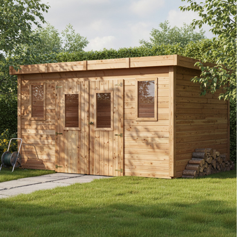 Habrita Abris de jardin en bois Marron Bois massif 10.64m²