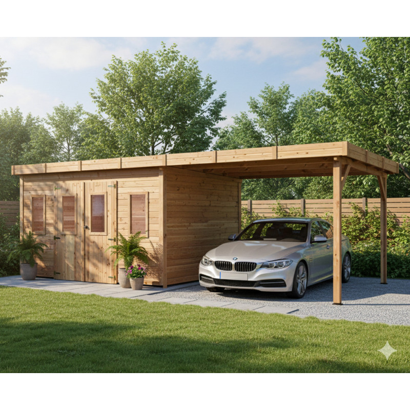 Habrita Abris de jardin en bois Marron Bois massif 21.5m²