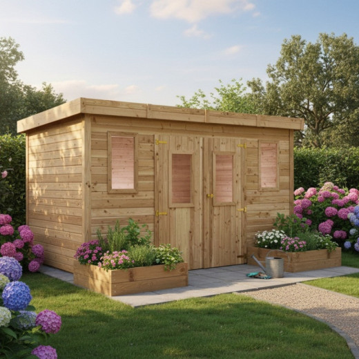Habrita Abris de jardin en bois Marron Bois massif 14.44m²