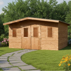 Habrita Abris de jardin en bois Marron Bois massif 10.64m²