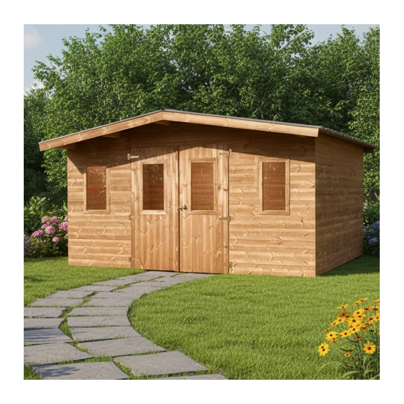 Habrita Abris de jardin en bois Marron Bois massif 10.64m²