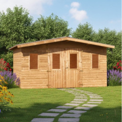 Habrita Abris de jardin en bois Marron Bois massif 14.44m²