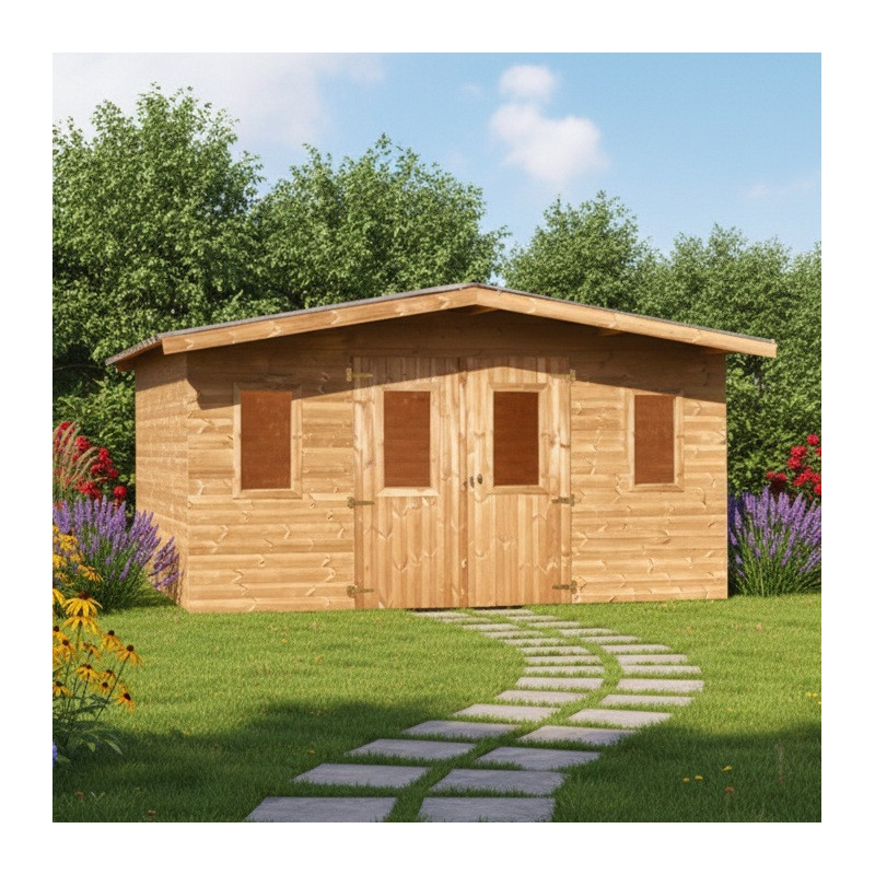 Habrita Abris de jardin en bois Marron Bois massif 14.44m²