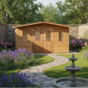 Habrita Abris de jardin en bois Marron Bois massif 18.24m²
