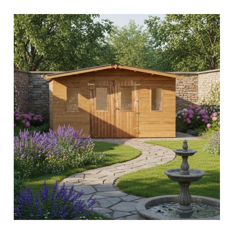 Habrita Abris de jardin en bois Marron Bois massif 18.24m²