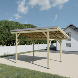 Habrita Carport Marron Bois massif 10.9m²