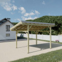 Habrita Carport Marron Bois massif 10.9m²