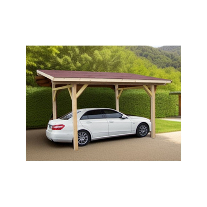 Habrita Carport Marron Bois massif 10.9m²
