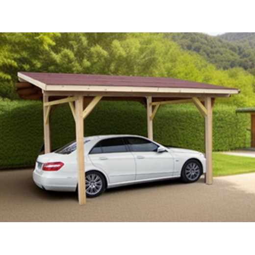 Habrita Carport Marron Bois massif 10.9m²
