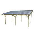Habrita Carport Marron Bois massif 22.8m²