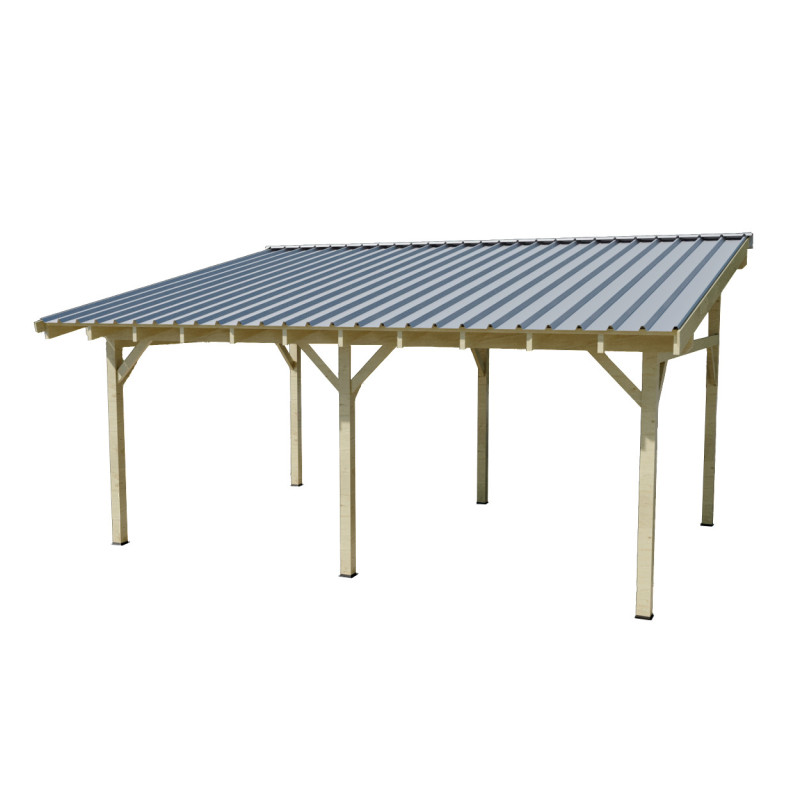 Habrita Carport Marron Bois massif 22.8m²