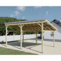 Habrita Carport Marron Bois massif 22.8m²