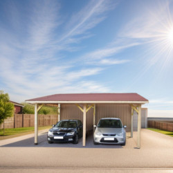 Habrita Carport Marron Bois massif 22.8m²