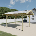 Habrita Carport Marron Bois massif 10.9m²