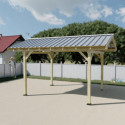 Habrita Carport Marron Bois massif 10.9m²