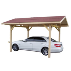 Habrita Carport Marron Bois massif 10.9m²