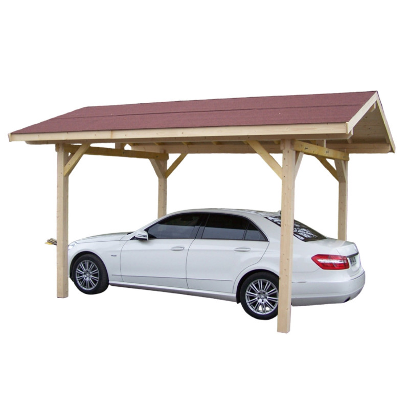 Habrita Carport Marron Bois massif 10.9m²