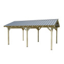 Habrita Carport Marron Bois massif 23.2m²